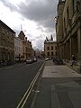 The southern end of Parks Road, looking south with the New Bodleian Library on the right, and the Clarendon Building and Indian Institute in the background.