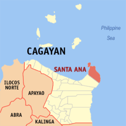 Map of Cagayan with Santa Ana highlighted