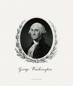 George Washington at Presidency of George Washington, by the Bureau of Engraving and Printing (restored by Godot13)