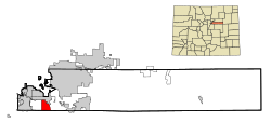 Location of Castlewood in Arapahoe County, Colorado.