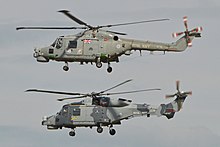 A Lynx HMA8RSU (top) operated by 815 squadron and Wildcat HMA2.