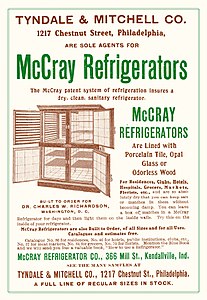 McCray pre-electric home refrigerator ad from 1905; this company, founded in 1887, is still in business