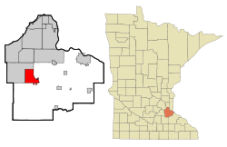 Location of the city of Farmington within Dakota County, Minnesota
