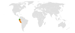 Map indicating locations of Ecuador and Peru
