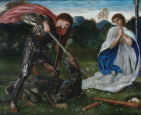 The Fight:St. George Kills the Dragon, by Edward Burne-Jones, 1866.