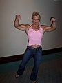Elena Seiple doing a front double biceps pose at the 2005 NPC Jr. Nationals