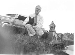 FDR with his dog fala on "sunset hill" overlooking Pine Plains