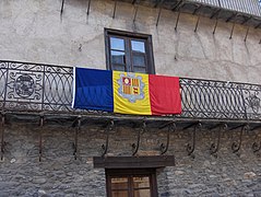 Andorran flag on a balcony, Ordino