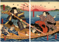 Jiraiya, Sunrise and Boat, ukiyo-e by Utagawa Kunisada (1852)