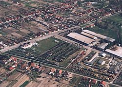 Aerial view of the town and military park