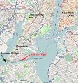 Karte des New Yorker Hafen, zeigt die Lage des Kill Van Kull