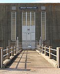 The control center for the Lake Wright Patman dam gates. After this the Sulphur river flows into Miller County, Arkansas.