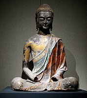 Seated Buddha statue in dry lacquer technique.