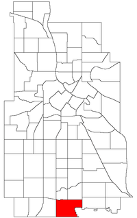 Location of Diamond Lake within the U.S. city of Minneapolis