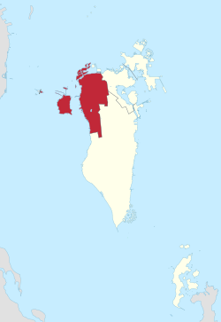 Map of Bahrain showing Northern Governorate