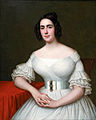 Augustine Massicot Tanneret wearing a white dress, Louisiana c. 1835.