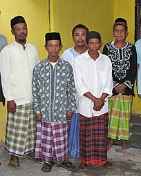 Javanese Muslim men wearing kopiah and sarong