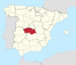 Map of Spain with Toledo highlighted