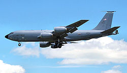 A US Air Force KC-135R Stratotanker of the 101st Air Refuelling Wing based at Bangor ANGB.