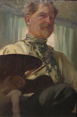 Self-portrait of Mucha at work (1907)