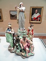One of a pair of Allegorical Figure Groups of the Arts and Virtues