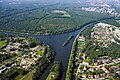 At this place was grounbreaking for the Oder-Danube Canal on December 8, 1939 near Nowa Wieś close to Kędzierzyn. From left to right is Gliwice canal with a wide mouth of a 6-km stretch of Oder-Danube Canal - a branch canal for the chemical factory in Kędzierzyn.