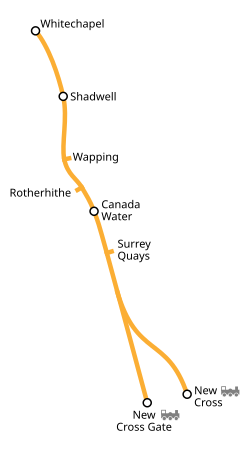 Geographically accurate map of the East London line