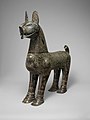 "A demonstration of the excellence achieved in metalwork under the Seljuqs": bronze incense burner shaped like lion, with removable head, dated 1181–82 CE, Taybad, Iran. (Metropolitan Museum of Art)[163][164]