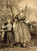 This lithograph depicting a woman from Pont-l'Abbé was shown at the "Galerie armoricaine" in 1848 and was included in "Costumes et vues pittoresques de la Bretagne" published in Nantes by Charpentier Père et Fils,