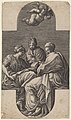 Giorgio Ghisi after Francesco Primaticcio, Three Muses and a Gesturing Putto, 1560s