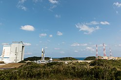 Full view of the Yoshinobu Launch Complex during roll out of the H-IIA rocket in February 2014