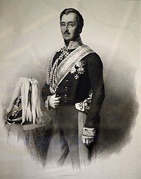 Lithography of Wilhelm Malte I wearing the sash of the Order of the Red Eagle and the Star in Diamonds