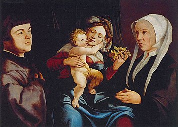 Jan van Scorel: Madonna of the Daffodils with the Child and Donors, 1535