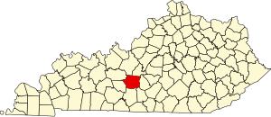 Map of Kentucky highlighting Hart County