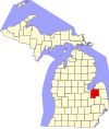State map highlighting Tuscola County