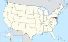 Map of the United States with Maryland highlighted