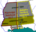 Image 15Mississippi Territory changes 1798–1817. (from History of Alabama)