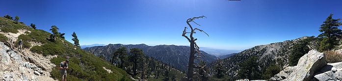 Panorama looking south toward Los Angeles just below the summit
