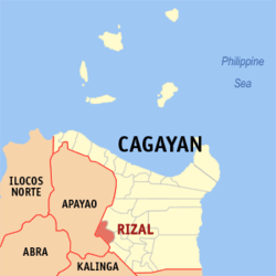 Map of Cagayan with Rizal highlighted