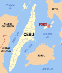 Map of Cebu with Poro highlighted
