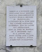 Plaque at Fort Montluc, Lyon