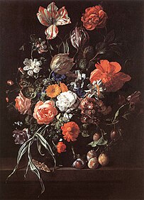 Rachel Ruysch, Still-Life with Bouquet of Flowers and Plums, 1704, Royal Museums of Fine Arts of Belgium