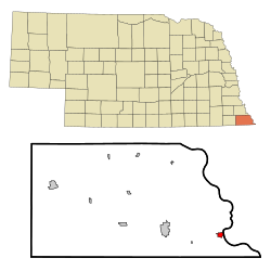 Location of Rulo within Richardson County and Nebraska