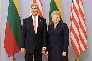 US Secretary of State John Kerry meets with Lithuanian President Dalia Grybauskaitė
