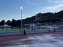 Die Haupttribüne des Stadions während eines Freundschaftsspiels zwischen dem FC Lugano und Inter Mailand im Sommer 2022