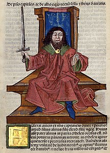Árpád, the First Captain (Chronica Hungarorum, 1488)