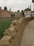 An adobe wall in Linxia City, Gansu, China