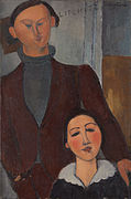 Amedeo Modigliani, 1916, Jacques and Berthe Lipchitz, oil on canvas, 81.3 x 54.3 cm. Jacques Lipchitz, Paris, acquired directly from the artist, 1916-c. 1921, by exchange to Léonce Rosenberg, Paris, c. 1921-1922