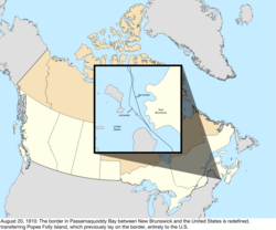 Map of the change to Canada on August 20, 1910