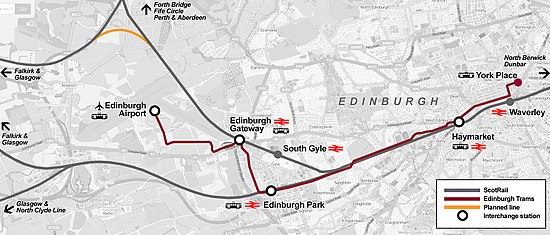 Edinburgh Gateway tram connections map